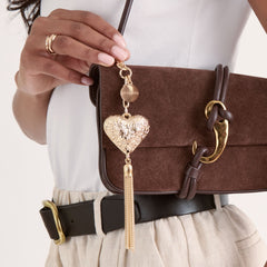 Heart Tassel Gold Bag Charm