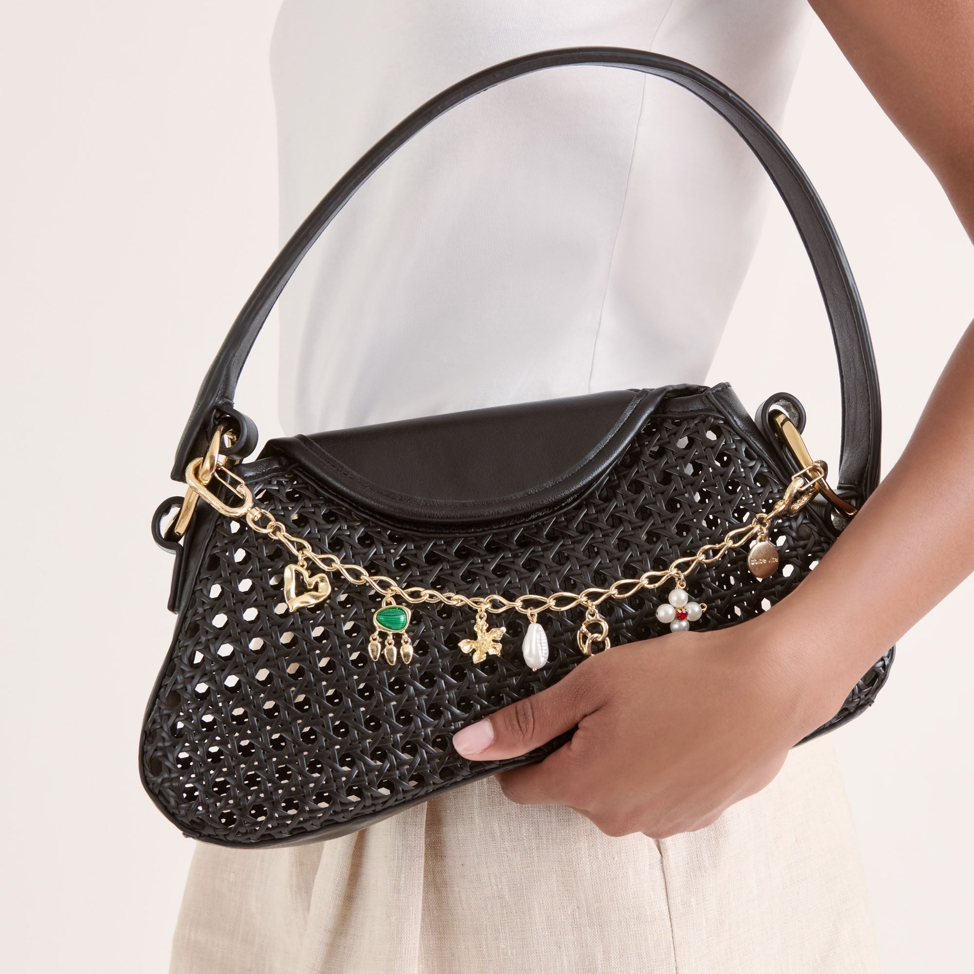 Pearl Gold Chain Bag Charm