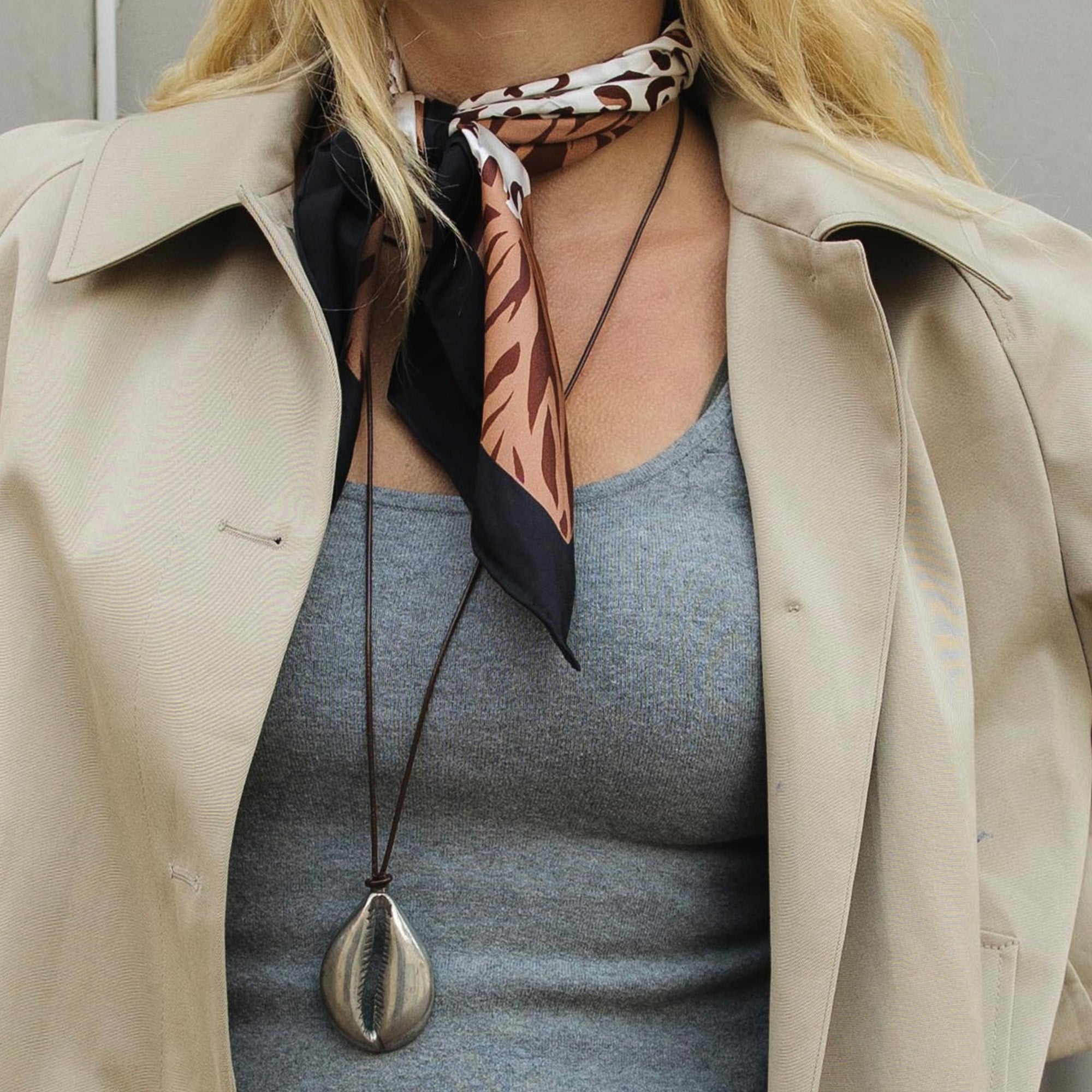 Animal Print Brown Multi Silk Scarf