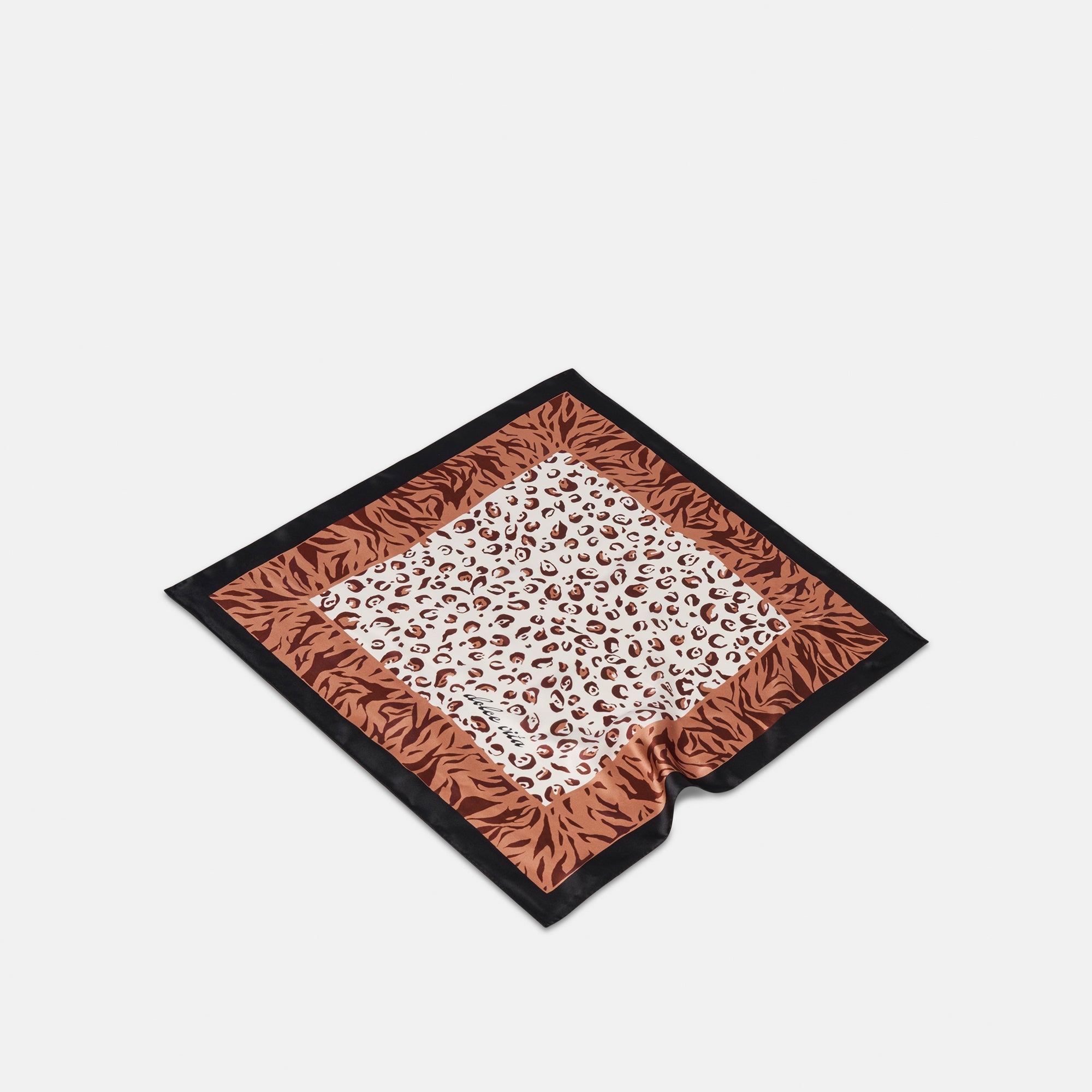 Animal Print Brown Multi Silk Scarf