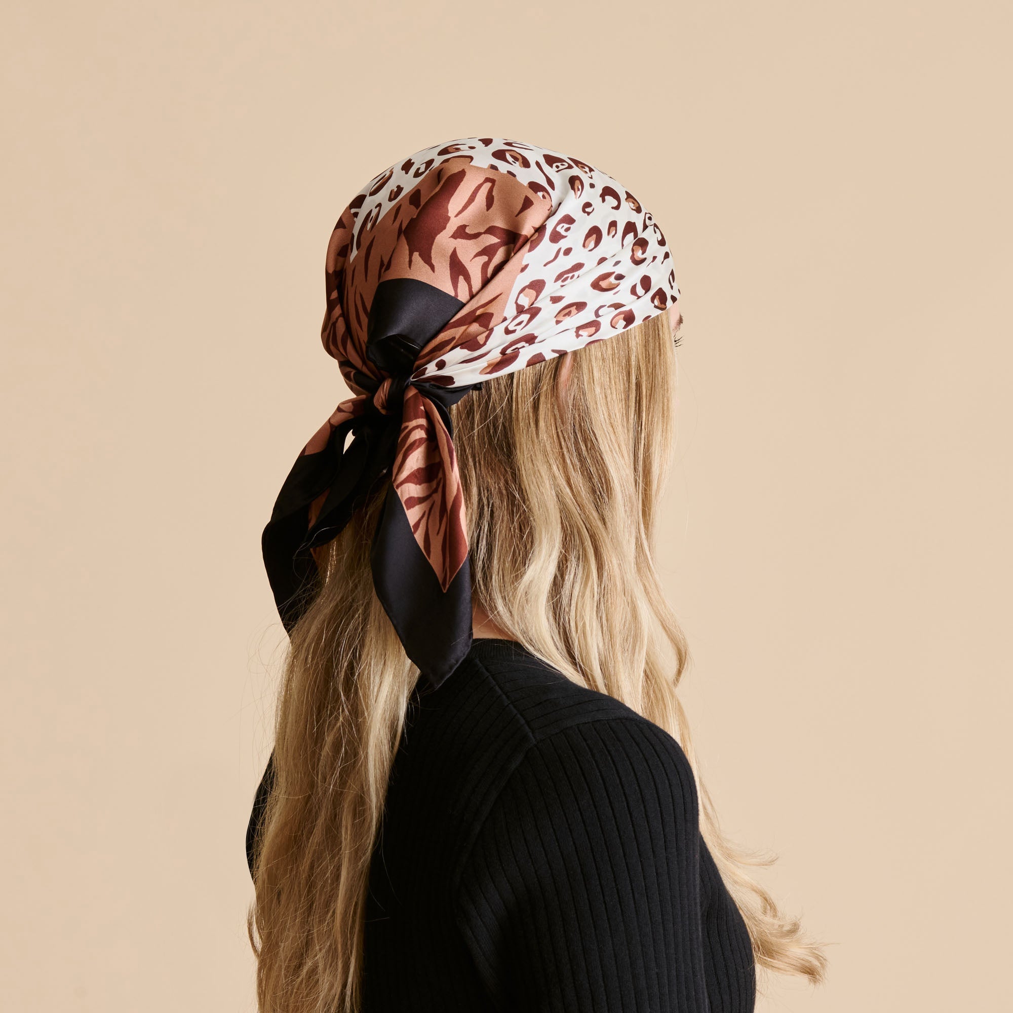 Animal Print Brown Multi Silk Scarf