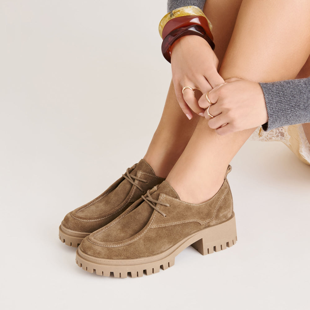 Milza Olive Suede Loafers