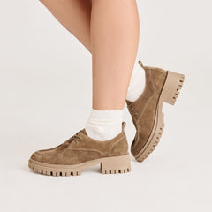 Milza Olive Suede Loafers