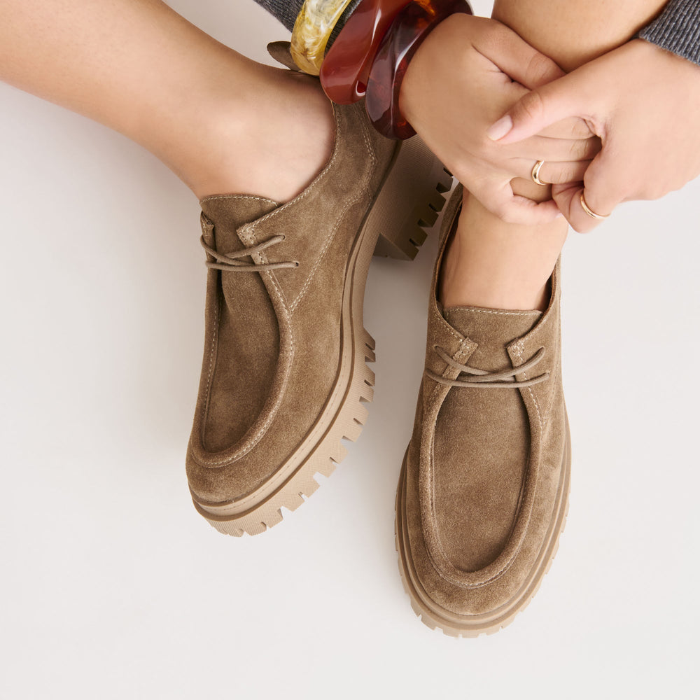 Milza Olive Suede Loafers