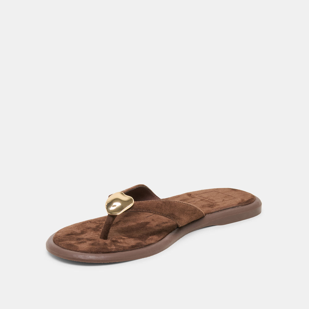 Jaina Dk Brown Suede Sandals