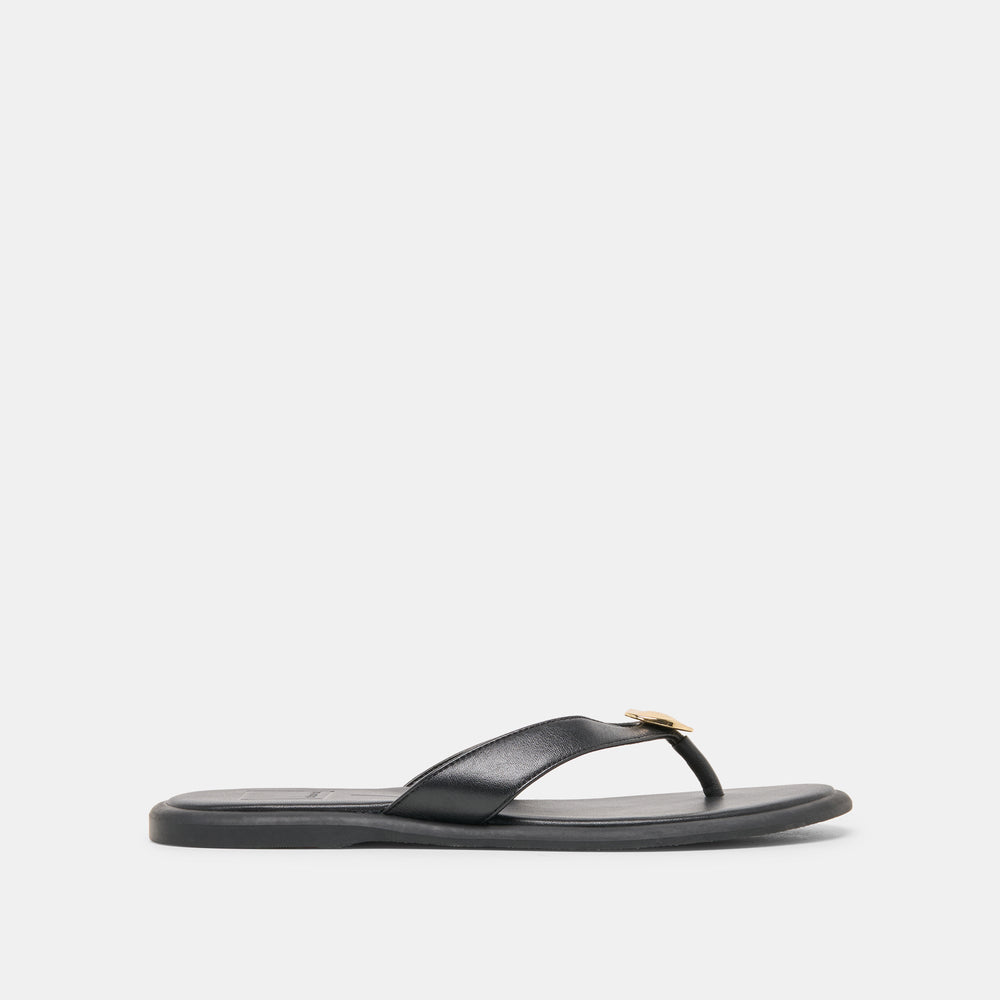 Jaina Black Leather Sandals