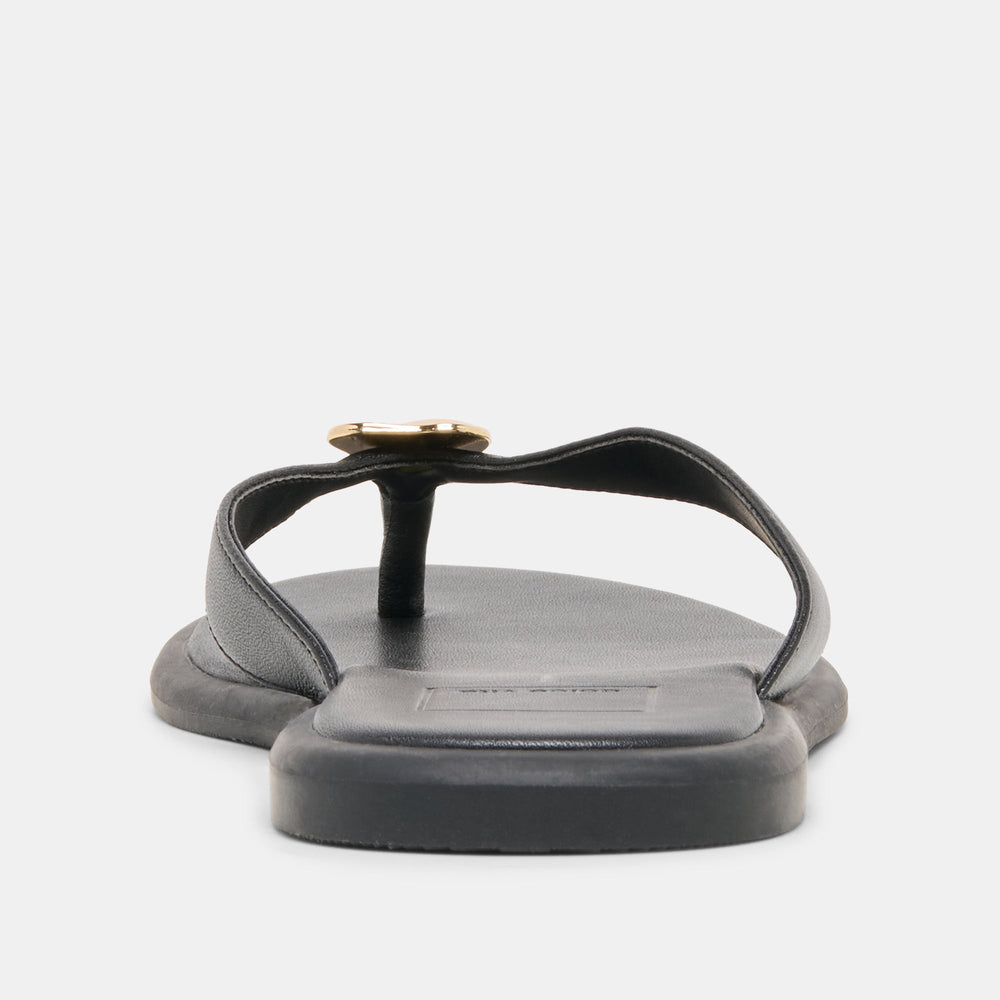 Jaina Black Leather Sandals