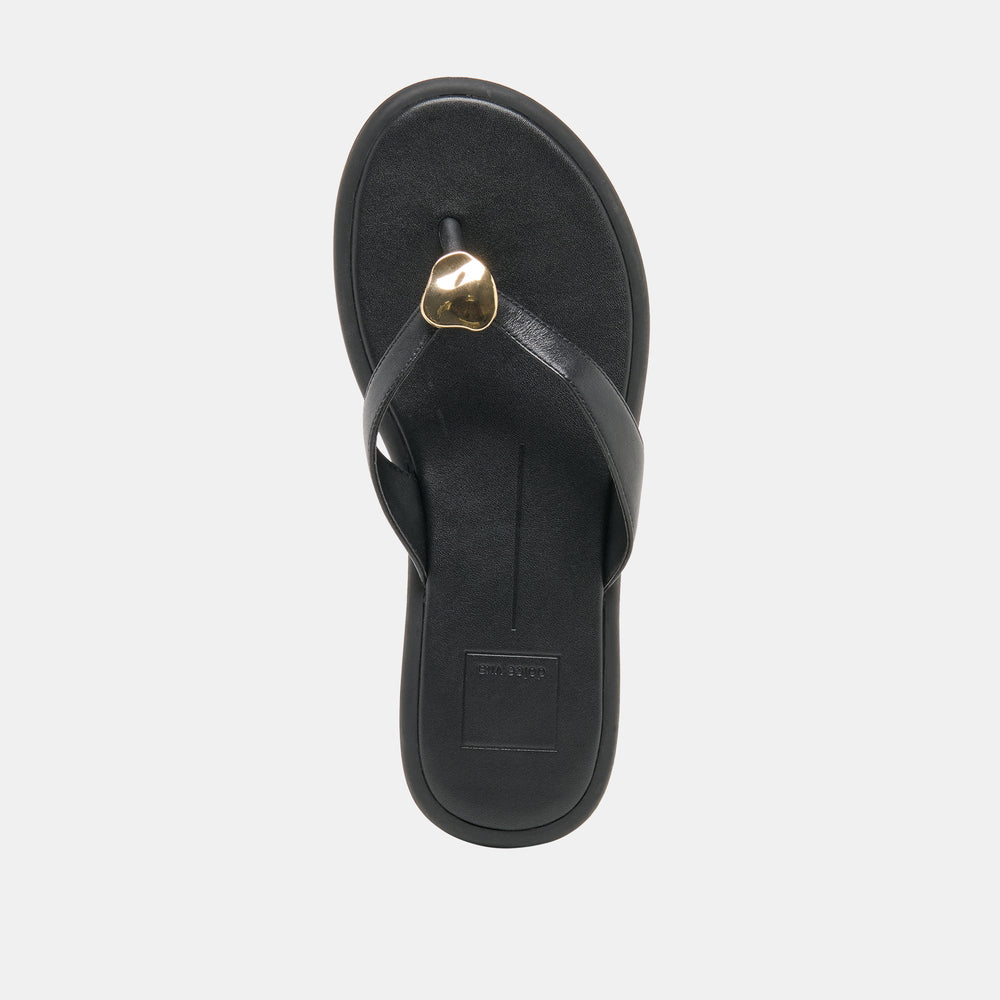 Jaina Black Leather Sandals